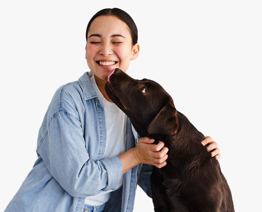 woman and dog